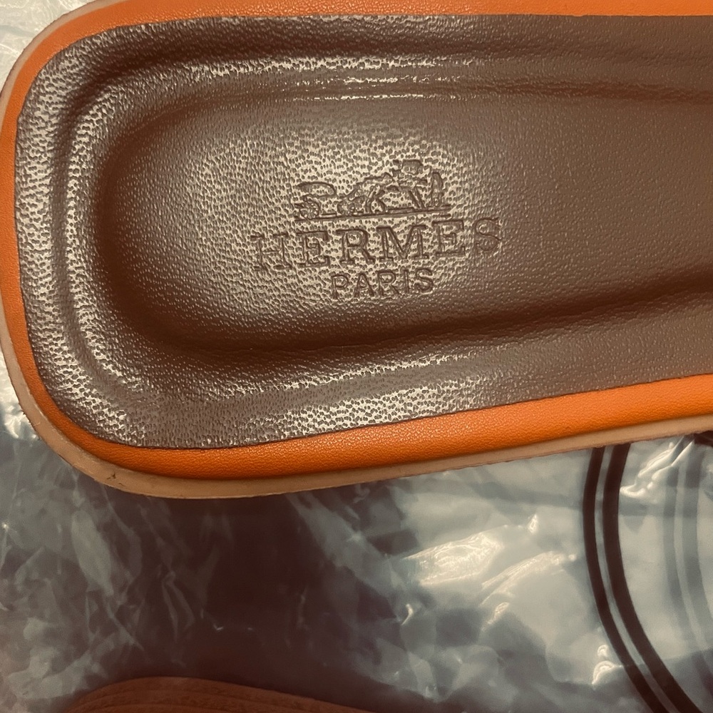 🧡 Hermes Orange H Oran Slide Sandals 40 10 - Picture 4 of 5